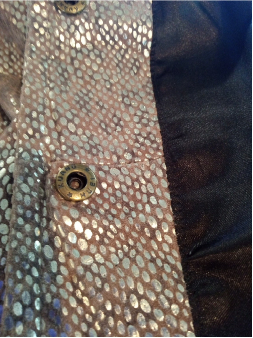 Gold Snakeskin Embossed Suede Cropped Jacket by Live A Little-Disco Y2K Sz L - Picture 9 of 10